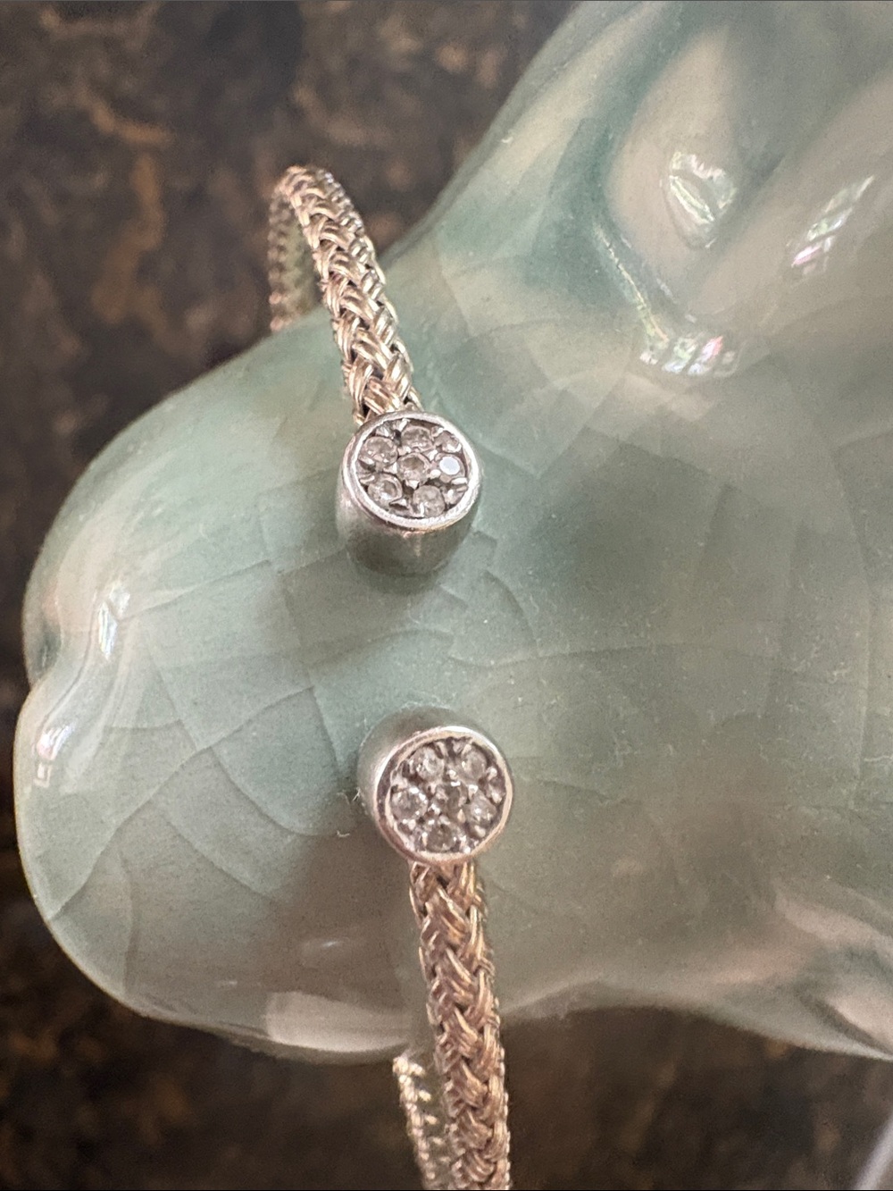 Meshmerise 18k over silver .12 ct. tw. Diamond bangle Cuff Bracelet